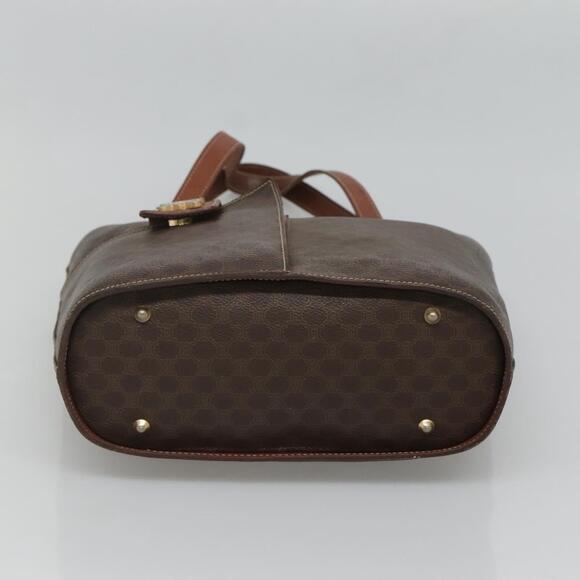 CELINE Macadam Canvas Tote Bag Pvc Leather Brown Gold - Picture 9 of 12